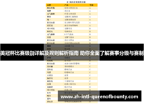 美冠杯比赛级别详解及规则解析指南 助你全面了解赛事分级与赛制